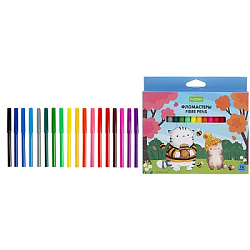 Фломастеры " Hatber " ECO Приключения кота Пирожка 18цв круглые, вентилируемый колпачок, картонная у