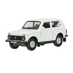 389229 Машина металл LADA 4x4 длина 12 см, двери, багаж, инерц, белый, кор. Технопарк в кор.2*36шт
