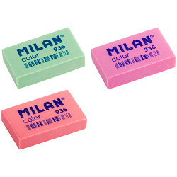 Ластик Milan "Color 936", прямоугольный, пластик, 39*23*9мм