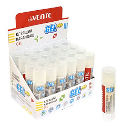 Клей-карандаш " deVente " Gel 15гр, основа PVP, быстросохнущий, картонный дисплей, смываемый, морозо