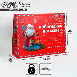 Пакет подарочный новогодний ламинированный «НГ посылка», XXL 46×61×20 см