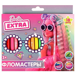 334976 Фломастеры Барби 18цв, круглые, карт коробка, barbie extra Умка в кор.8*12наб