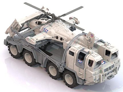 286 Военный тягач "Арктика" с вертолетом