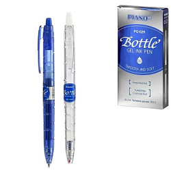 Ручка гелевая автоматическая " Piano " Bottle синяя 0,5мм, игольчатый пишущий узел, толщина линии 0,