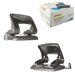 Дырокол на 35л " Silwerhof " Vis металлический, встроенная линейка, черный