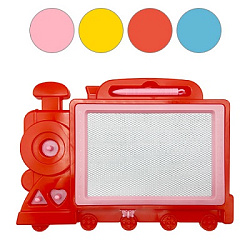 Доска " KWELT " Волшебный экран 30*22см Паровоз в комплекте: ручка для экрана, 3 штампика, цвет- асс