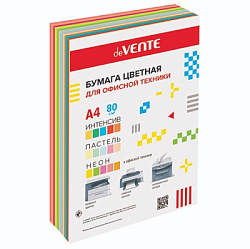 Бумага " deVente " А4 80г/м 90л ассорти 15цв (5 интенсив, 5 пастель, 5 неон ), 10702070/150223/30704