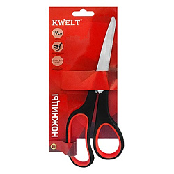 Ножницы " KWELT " 19,0см эргономичные пластиковые ручки с резиновыми вставками, блистер, европодвес