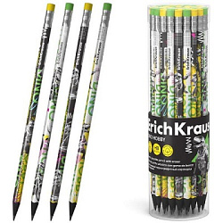 Карандаш ч/гр " Erich Krause " Dino Hobby HB с ластиком, трехгранный, пластиковый, цвет корпуса - ас