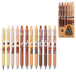 Ручка гелевая автоматическая " Basir " Капибара синяя 0,5мм, игольчатый пишущий узел, резиновый держ