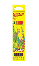Карандаши " Каляка-Маляка " 12цв двухсторонние 6шт шестигранные, деревянные, картонная упаковка, евр