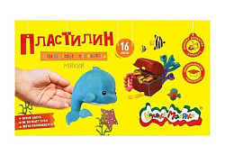 Пластилин " Каляка-Маляка " 16цв 240г со стеком, оптимальная мягкость, отсутствие запаха, картонная 