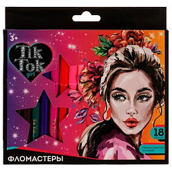 334945 Фломастеры 18цв, круглые, карт коробка TIK TOK GIRL в кор.8*12наб