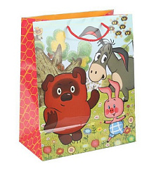 Пакет подарочный глянцевый СОЮЗМУЛЬТФИЛЬМ l, Винни Пух,140 гр/м2 ЧУДО ПРАЗДНИК в кор.10*12шт