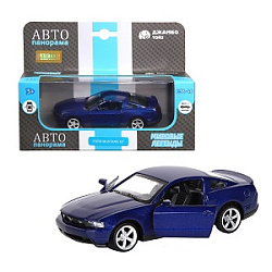 ТМ "Автопанорама"  Машинка металл. 1:43 Ford Mustang GT, синий, инерция, откр. двери, в/к 17,5*12,5*