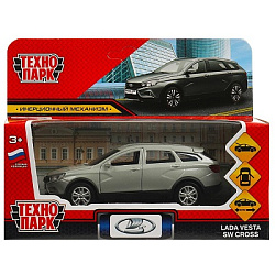 Машина металл LADA VESTA SW CROSS 12 см, двери, багаж, серый, кор. Технопарк в кор.2*36шт