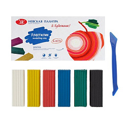 Пластилин " Я- Художник! "  6цв 120г со стеком, картонная упаковка