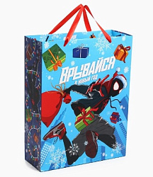 Пакет подарочный новогодний, 31 х 40 х 11.5 см, упаковка, Человек-паук