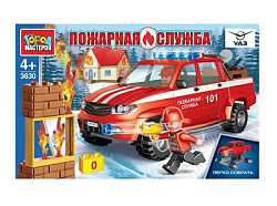328331 UAZ конструктор uaz PICKUP ПОЖАРНАЯ СЛУЖБА, 76 дет. Город мастеров в кор.36шт