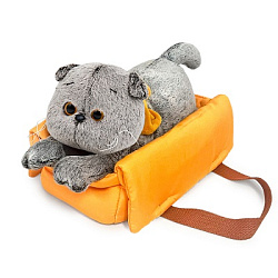 Kl25-001 Игрушка Кот Басик в сумке-переноске (лежачий)