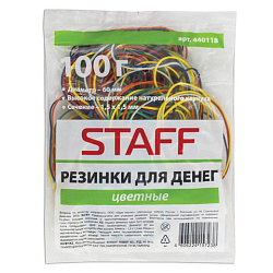 Резинки для денег STAFF 100г, цветные, натуральный каучук, 440118