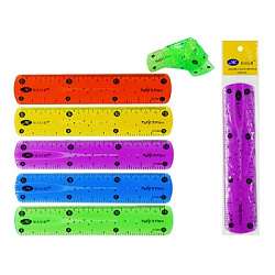 Линейка " Basir " гибкая 15см пластиковая, ассорти 5 цветов, пакет, европодвес