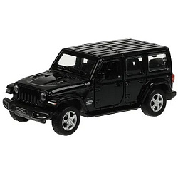 340972 Машина металл JEEP WRANGLER SAHARA 12 см, двери, багаж, инерц, черный, кор. Технопарк в кор.2