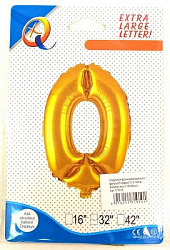 Шар фольгиниров.фигурн. золото,серебро 60см." ЦИФРА "0"арт.171910-0 (1/100шт)