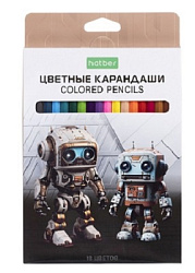 Карандаши " Hatber " ECO Робо 18цв, трехгранные, деревянные, картонная упаковка, европодвес