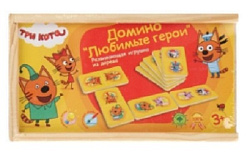 381965 Игрушка деревянная домино "любимые герои" Три Кота в кор. Буратино в кор.120шт