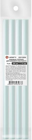 Набор стержней для клеевого пистолета " Lamark " прозрачные d=1,1см, длина 20см, упаковка 4 штуки, е