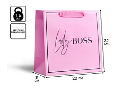 Пакет подарочный ламинированный квадратный, упаковка, «Lady Boss», 22 х 22 х 11 см