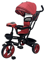 Велосипед трёхколесный с ручкой МАРС (колеса EVA 10"/8" муз.модуль) красный (Арт ВЛ-2779)