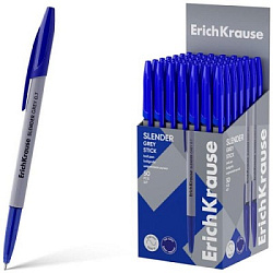Ручка шариковая " Erich Krause " Slender Stick Grey, синяя 0,7мм, Super Glide Technology, толщина пи