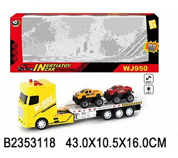 387313 Трейлер инерц. с машинками, свет+звук, в ассорт. WJ950 в кор. в кор.2*24шт