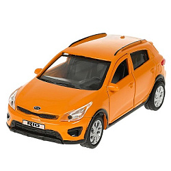 361411 Машина металл KIA RIO X длина 12 см, двери, багаж, инерц, оранжевый, кор. Технопарк в кор.2*3