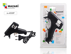Клеевой пистолет " Mazari " мощность- 20 Вт, время нагрева до рабочей температуры - 5 минут, диаметр