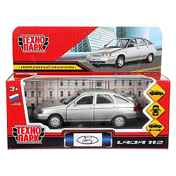 Машина металл ваз-2112 12 см, двери, багаж, серебряный, кор. Технопарк в кор.2*36шт