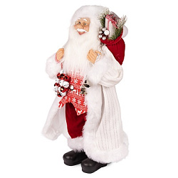 Новый Год Дед Мороз MAXITOYS, в Длинной Белой Шубке и Красной Жилетке, 60 см