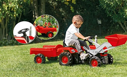 Игрушка Трактор педальный DOLU, с прицепом и ковшом, клаксон, красн.