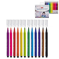 Фломастеры " Hatber " M-Brush Bubble-Tea 12цв кистевидные, трехгранные, невентилируемый колпачок, ПВ