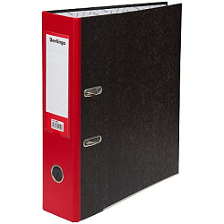 Папка-регистратор Berlingo "Hyper", 80мм, мрамор, с карм. на корешке, нижний метал. кант, красная