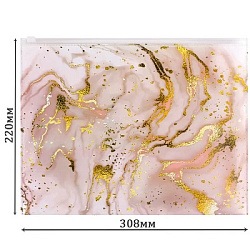 Папка-конверт на молнии, А4, 180мкм, MARBLE (ПК-3040) кратно 24