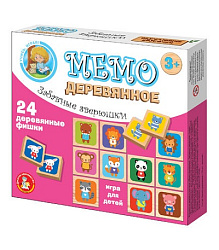 Игра деревянная МЕМО "Забавные зверюшки" арт.02980