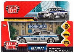 Машина металл BMW 5-ER SEDAN M-SPORT ПОЛИЦИЯ 12 см, двери, баг, кор. Технопарк в кор.2*36шт