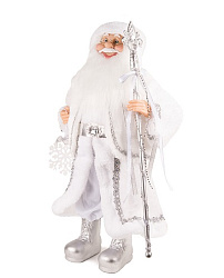 Новый Год Дед Мороз MAXITOYS, в Длинной Серебряной Шубке со Снежинкой и Посохом, 45 см