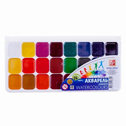 Акварель "Классика" 24 цвета без кисти (21 шт в г/к)
