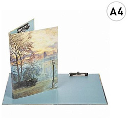 Планшет " Hatber " А4 Old town с металлическим зажимом, матовый ламинированный картон