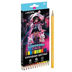 Карандаши цветные деревянные Korokoro 24цв " deVente " 2М шестигранные, картонная упаковка, европодв