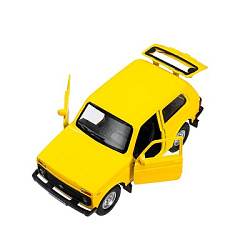 Машина металл LADA 4x4 12 см, двери, багаж, инерц,  желтый, кор. Технопарк в кор.2*36шт